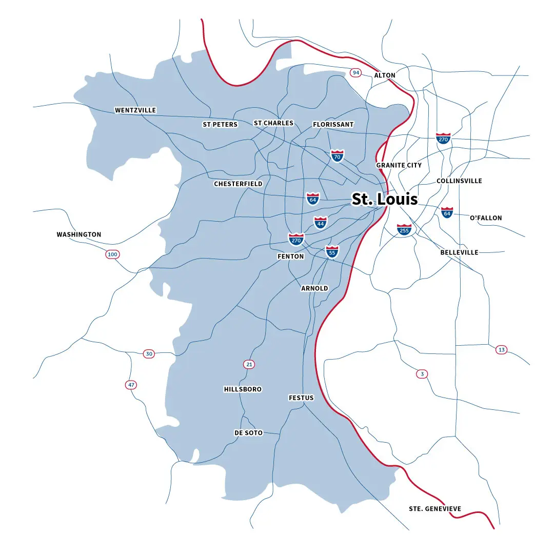 Meyer Heating & Air service area map