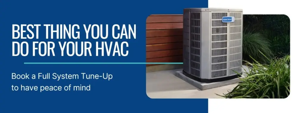 Outdoor American Standard air conditioning unit after professional HVAC tune-up and maintenance by Meyer Heating & Air