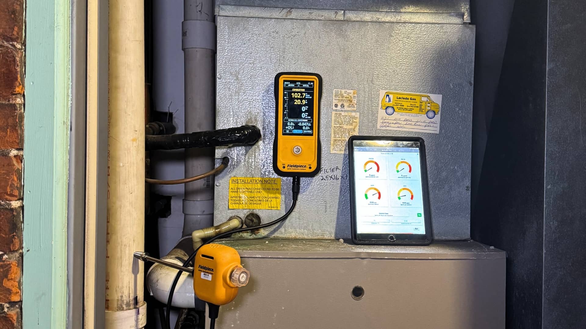 Meyer Heating & Air technician performing indoor air quality diagnostics